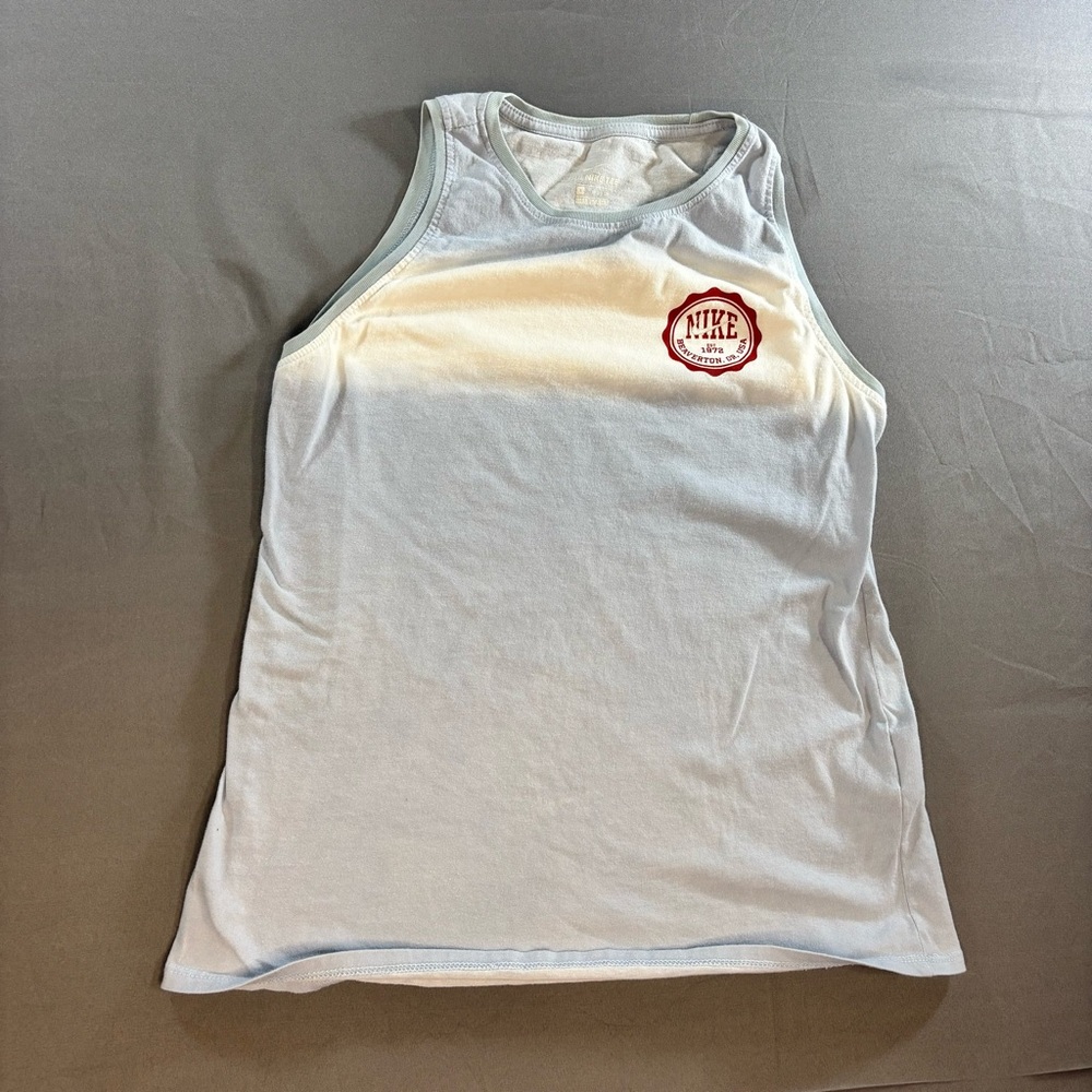 Nike Tank Top Women’s Small Tie-Dye graphic Print logo Blue White Workout Gym